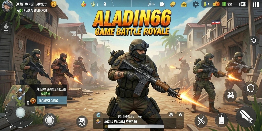 Screenshot gameplay ALADIN66 yang menunjukkan aksi seru di arena Battle Royale.