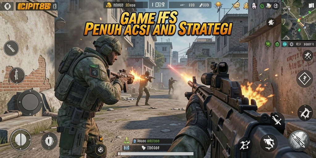 Screenshot gameplay <strong>CIPIT88</strong> menampilkan aksi tembak-menembak seru di medan perang.