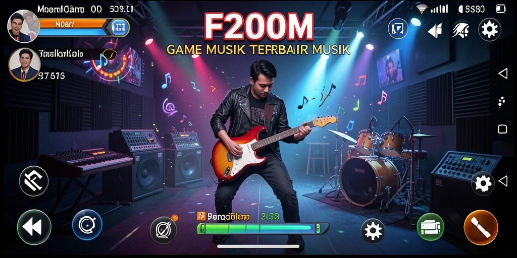 Tampilan gameplay seru di F200M dengan berbagai pilihan musik.