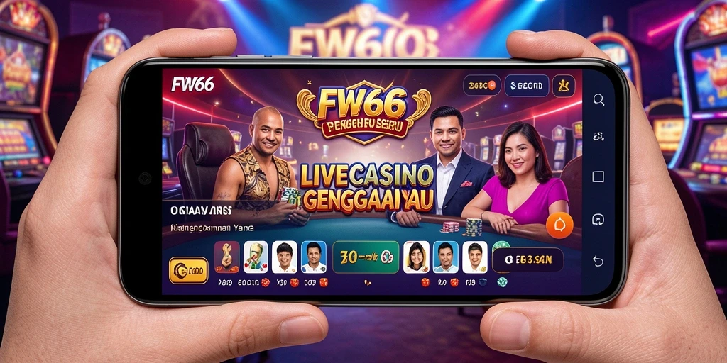 Screenshot gameplay FW66 menunjukkan dealer langsung yang ramah dan grafis tajam.