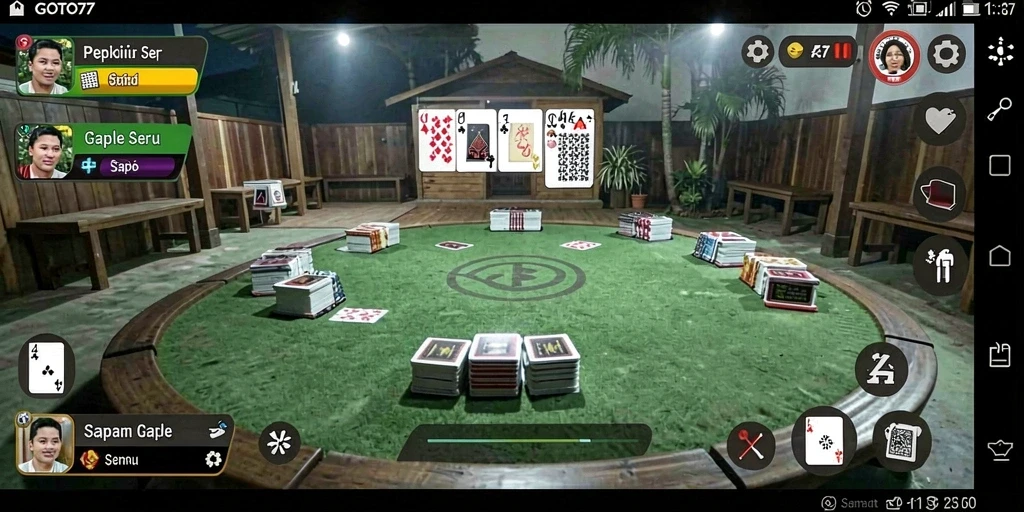 Screenshot GOTO77 menampilkan gameplay Gaple yang seru.