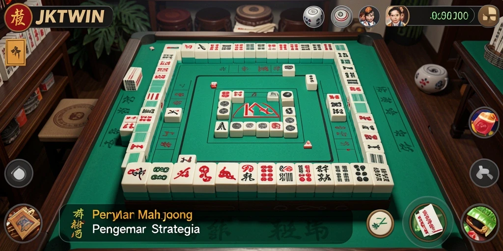 Tampilan gameplay seru di JKTWIN yang penuh strategi Mahjong.