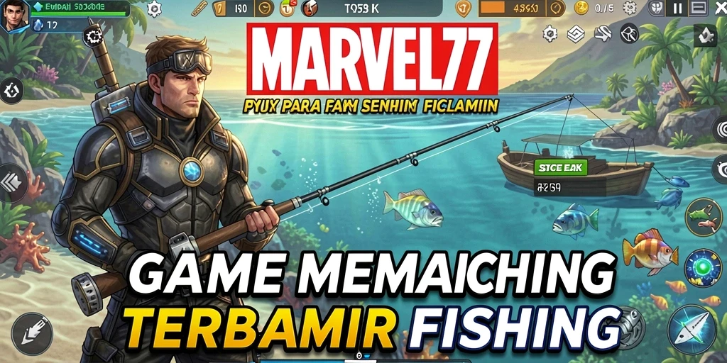 Tampilan gameplay MARVEL77 dengan aktivitas memancing yang seru.