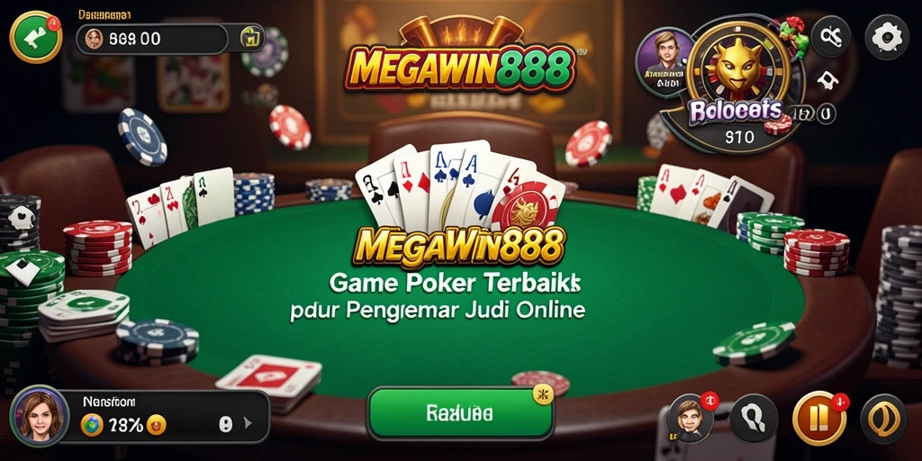 Screenshot MEGAWIN888 menampilkan gameplay Poker yang mendebarkan.
