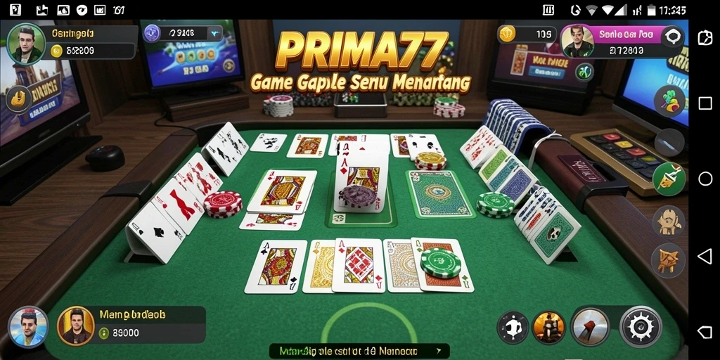 Tampilan gameplay Gaple PRIMA77 yang menarik dan seru.