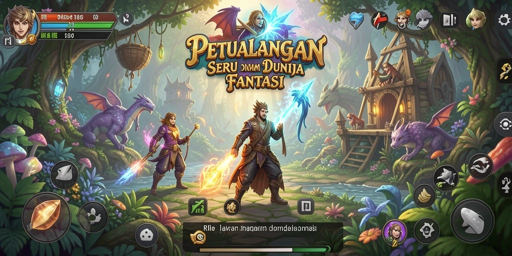 Screenshot utama menunjukkan pertarungan seru di dunia fantasi RI188.