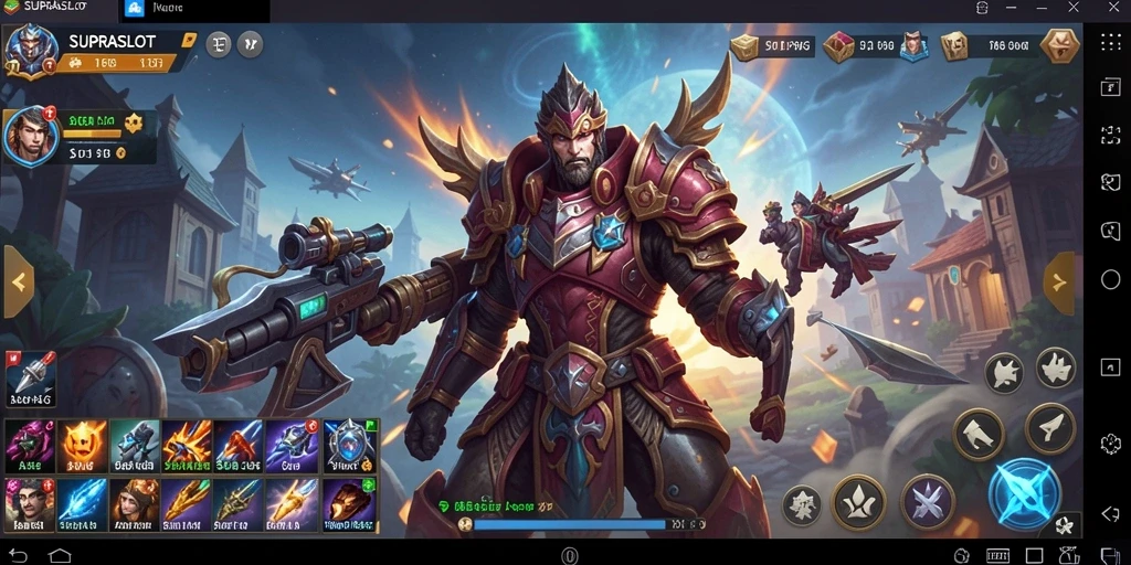 Tampilan gameplay menarik dari SUPRASLOT yang menunjukkan strategi dan pertempuran.