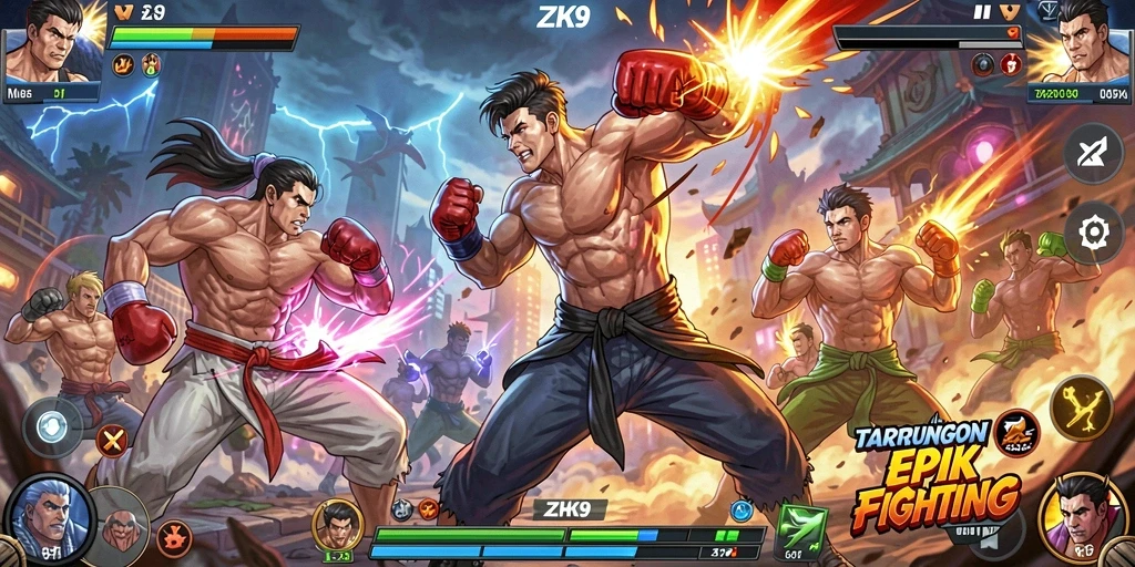 Tampilan seru dari gameplay ZK9 dengan pertarungan dinamis.